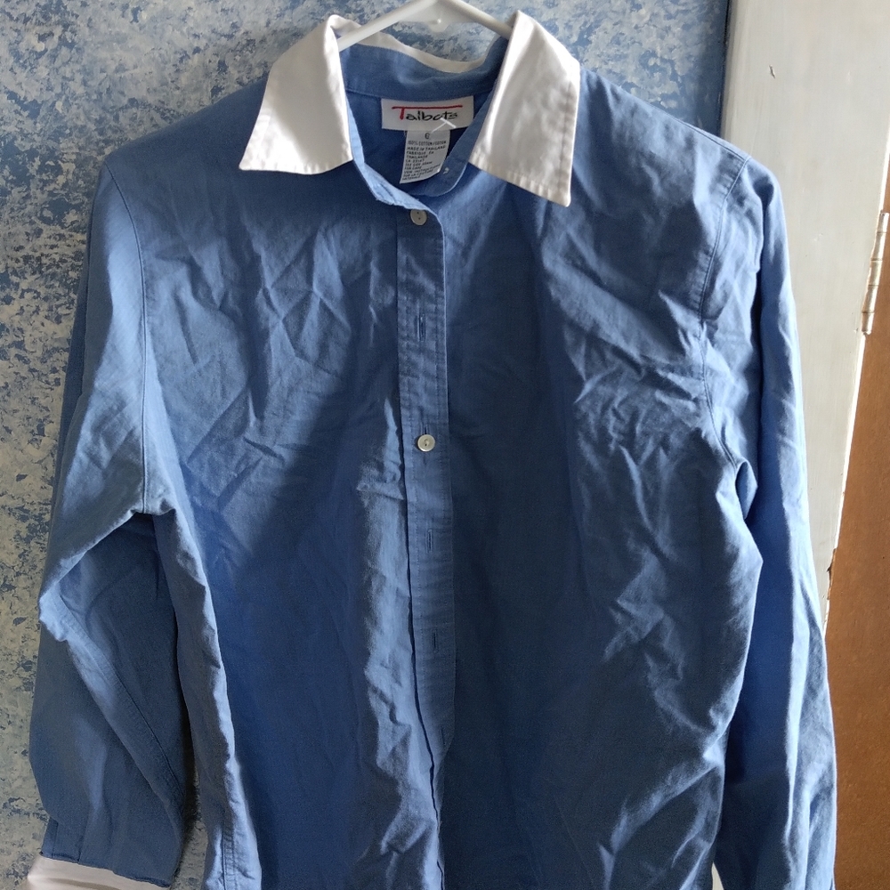 Talbot's size 6 blue button down shirt